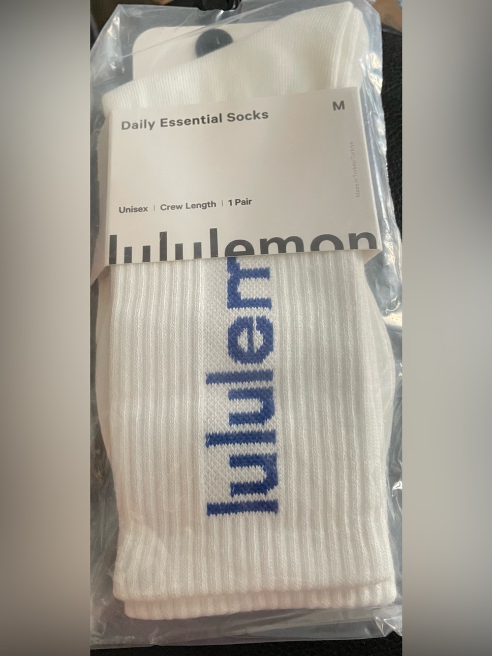 lululemon athletica Daily Essential Crew Socks - White with Blue Logo